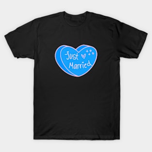 Just Married Blue Heart T-Shirt